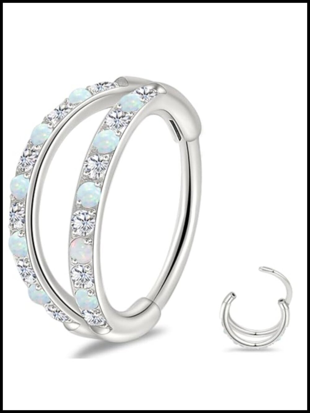 Implant-Grade Titanium Double Hoop Nose Clicker Ring Piercing Jewelry